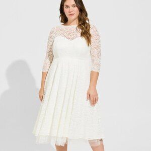 Torrid Ivory Lace Tea Length Wedding Dress